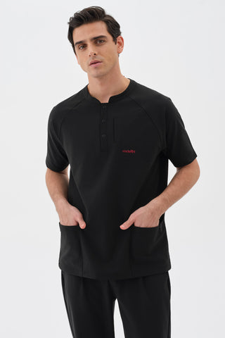 Erkek Çift Cepli Hakim Yaka Tshirt Siyah