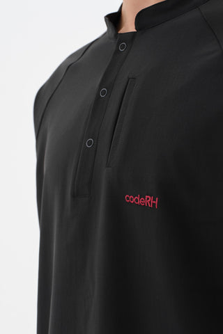 Erkek Çift Cepli Hakim Yaka Tshirt Siyah