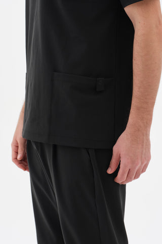 Erkek Çift Cepli Hakim Yaka Tshirt Siyah