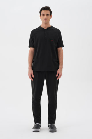 Erkek Çift Cepli Hakim Yaka Tshirt Siyah