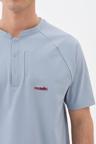 Erkek Çift Cepli Hakim Yaka Tshirt Buz Mavisi