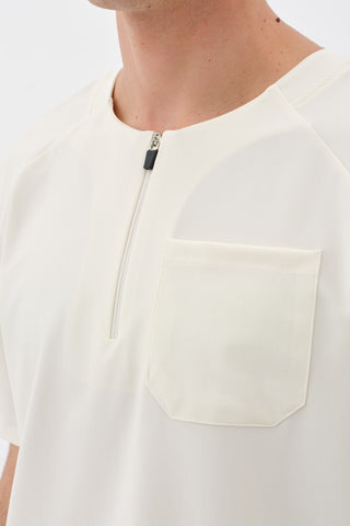 Erkek Kısa Kollu Fermuarlı Tshirt Ekru