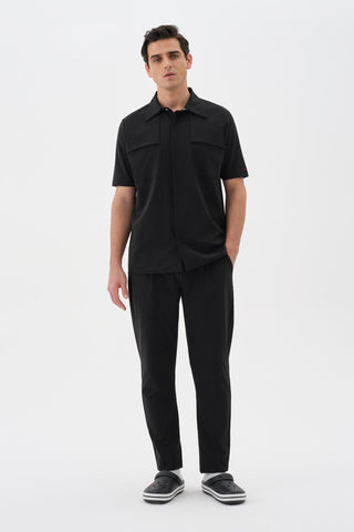 Erkek Çıtçıtlı Kısa Kol Gömlek Siyah