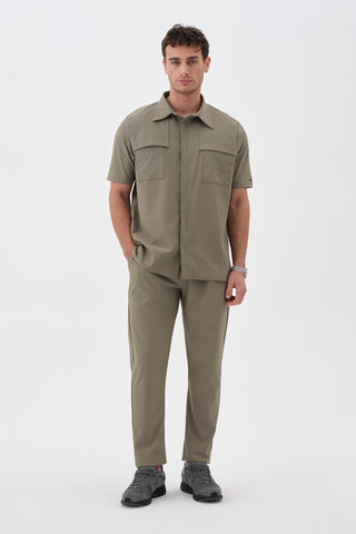 Erkek Çıtçıtlı Kısa Kol Gömlek Vizon