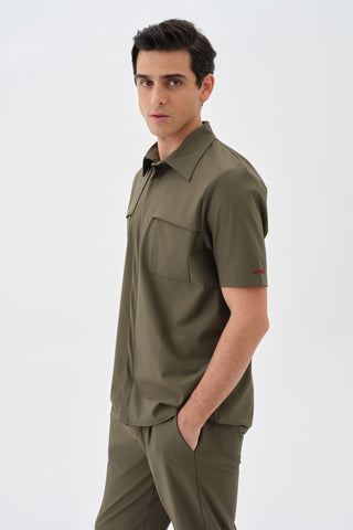 Erkek Çıtçıtlı Kısa Kol Gömlek Haki
