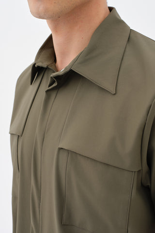 Erkek Çıtçıtlı Kısa Kol Gömlek Haki