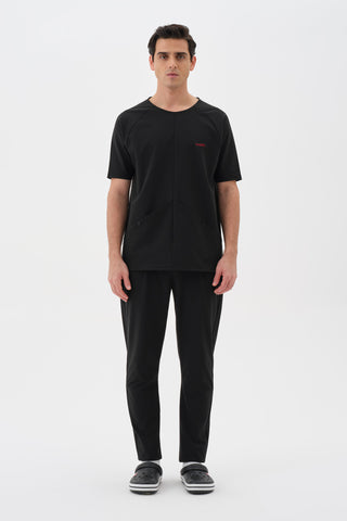 Erkek Yandan Kanguru Cepli Tshirt Siyah