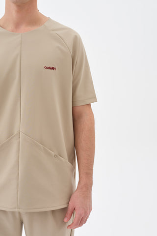 Men's T-shirt with Kangaroo Pocket on the Side, Model 24, Beige