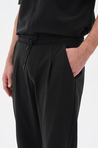 Erkek Pileli Düz Paça Pantolon Siyah