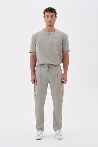 Erkek Pileli Düz Paça Pantolon Taş