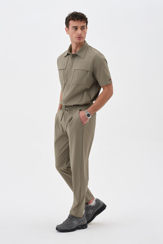 Erkek Pileli Düz Paça Pantolon Vizon