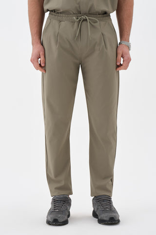 Erkek Pileli Düz Paça Pantolon Vizon