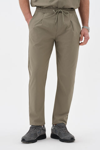 Erkek Pileli Düz Paça Pantolon Vizon