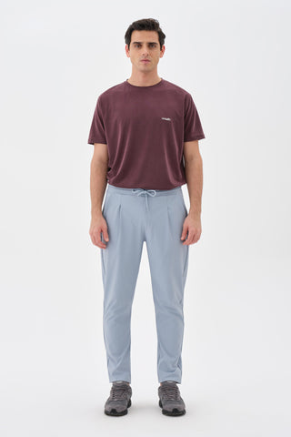 Erkek Pileli Düz Paça Pantolon Buz Mavisi