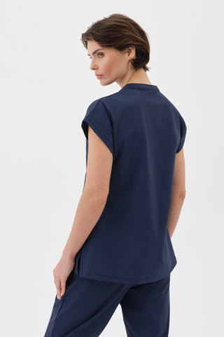 Kadın Düşük Omuzlu Kısa Kol Tshirt Indigo