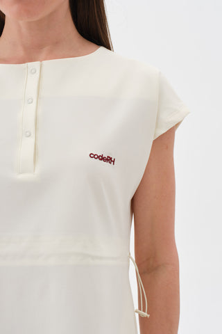 Kadın Beli Lastikli Kısa Kol Tshirt Ekru