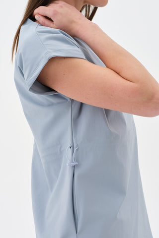 Kadın Beli Lastikli Kısa Kol Tshirt Buz Mavisi