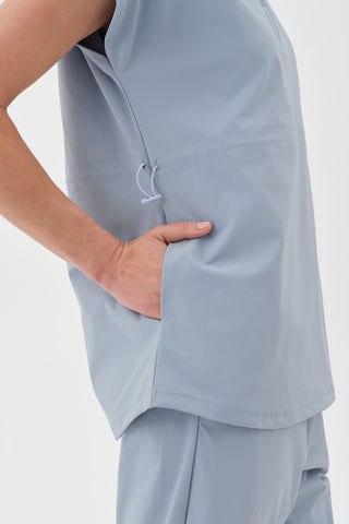 Kadın Beli Lastikli Kısa Kol Tshirt Buz Mavisi