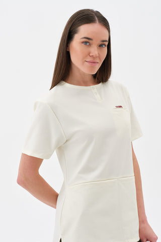 Kadın Çift Cepli Kısa Kol Tshirt Ekru