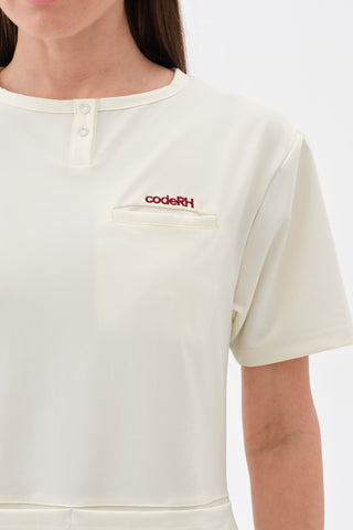 Kadın Çift Cepli Kısa Kol Tshirt Ekru