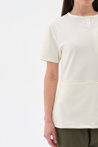 Kadın Çift Cepli Kısa Kol Tshirt Ekru