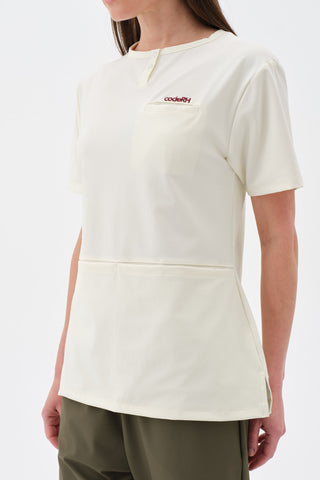 Kadın Çift Cepli Kısa Kol Tshirt Ekru