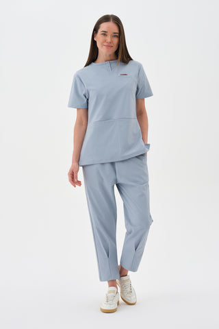 Kadın Çift Cepli Kısa Kol Tshirt Buz Mavisi