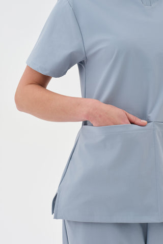 Kadın Çift Cepli Kısa Kol Tshirt Buz Mavisi