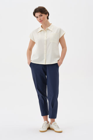 Kadın Çıtçıtlı Yarasa Kollu Gömlek Ekru