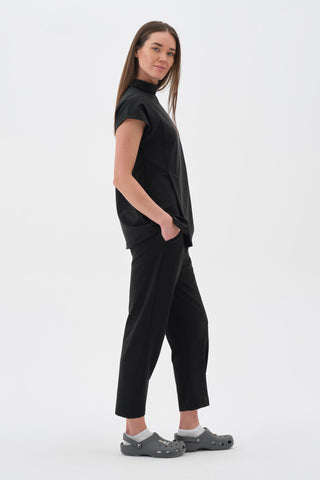 Kadın Yarasa Kol Yakalı Tshirt Siyah