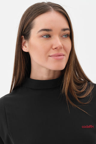 Kadın Yarasa Kol Yakalı Tshirt Siyah