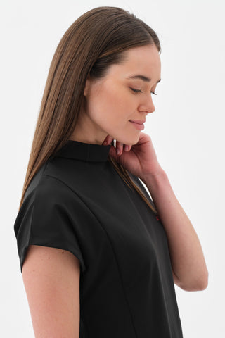 Kadın Yarasa Kol Yakalı Tshirt Siyah