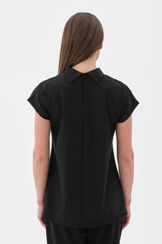 Kadın Yarasa Kol Yakalı Tshirt Siyah