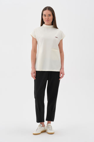 Kadın Yarasa Kol Yakalı Tshirt Ekru